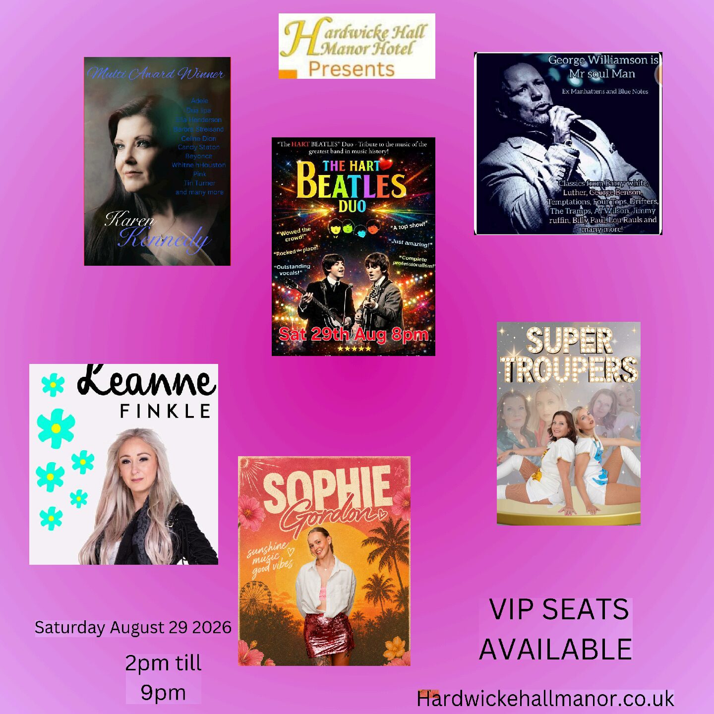 Day 1            Garden Party at the Manor - Saturday 29th August 2026 (2pm - 9pm)